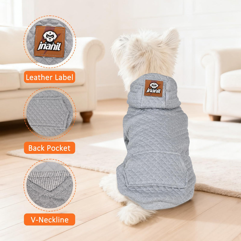 Inanil dog hoodie soft-interior with thermal waffle lining traps warmth for extra chilly outings.