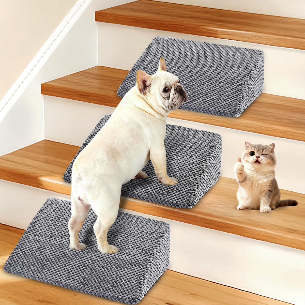 Inanil dog ramp assembly setup demonstrates easy installation on stairs for safe pets.