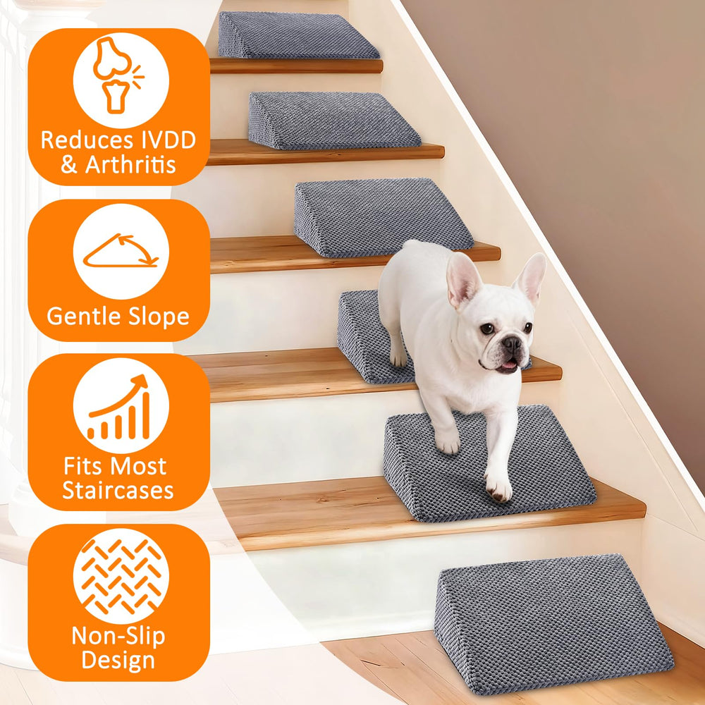 Inanil dog ramp side-angle on stairs illustrating gentle slope
