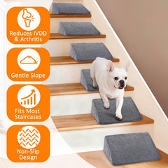 Inanil dog ramp side-angle on stairs illustrating gentle slope