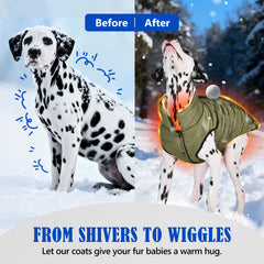 inanil dog winter puffer olive fleece lining provides plush warmth and comfort