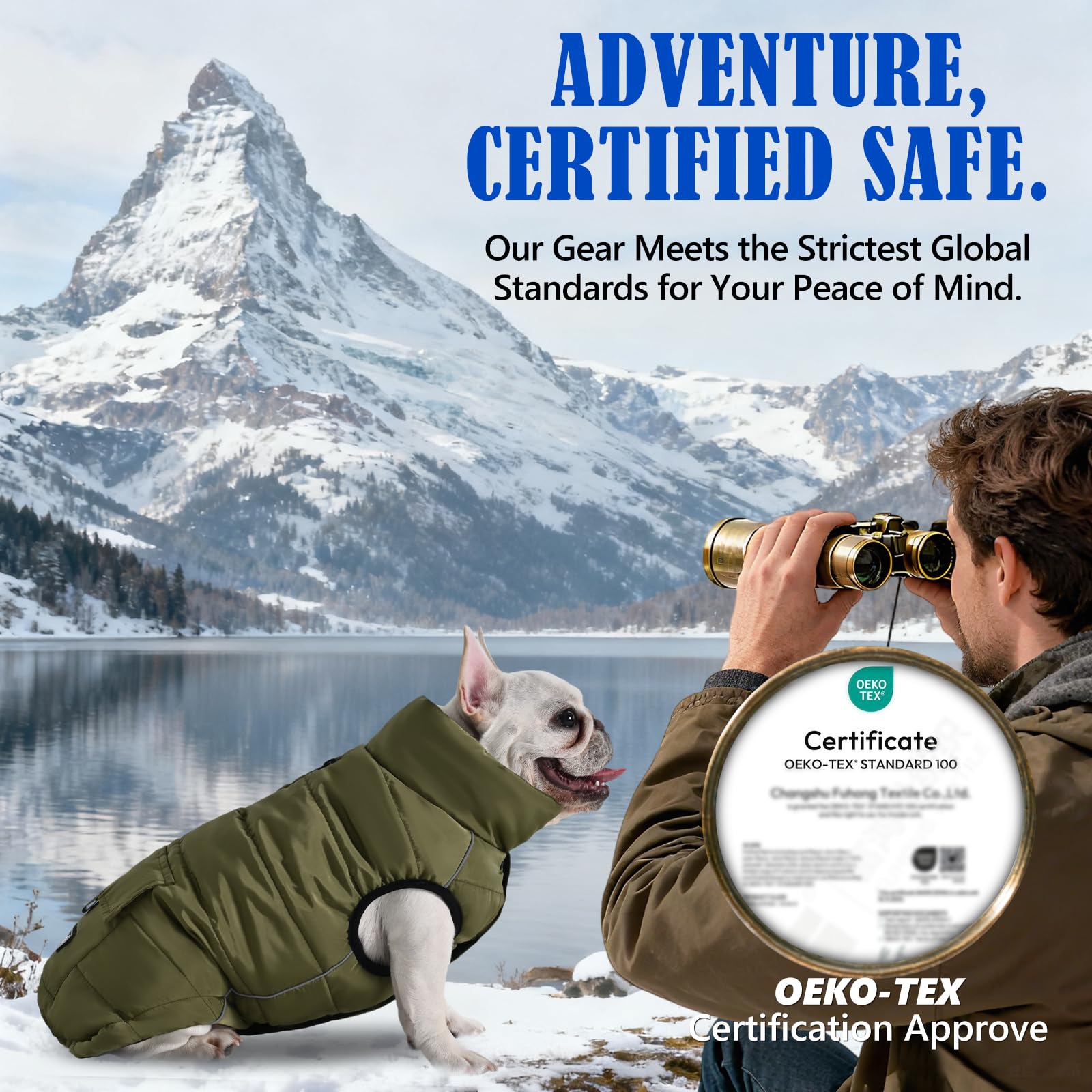 Inanil dog winter puffer jacket waterproof shell keeps paws dry