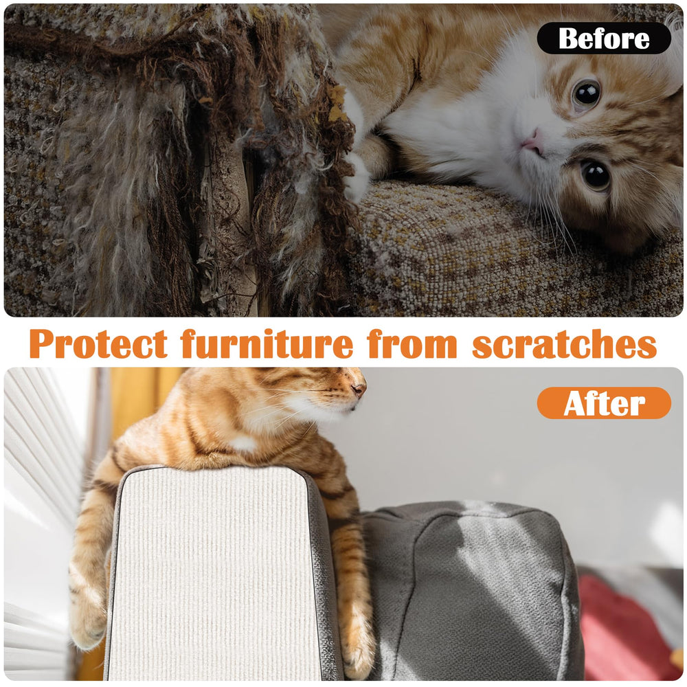Inchoco Cat Scratch Pad installation steps show quick, residue-free setup.