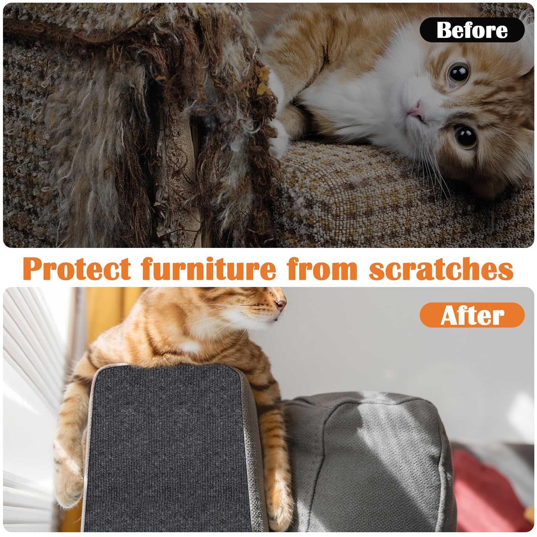 Inchoco Cat Scratch Furniture Protector on sofa demonstrates furniture protection and easy installation