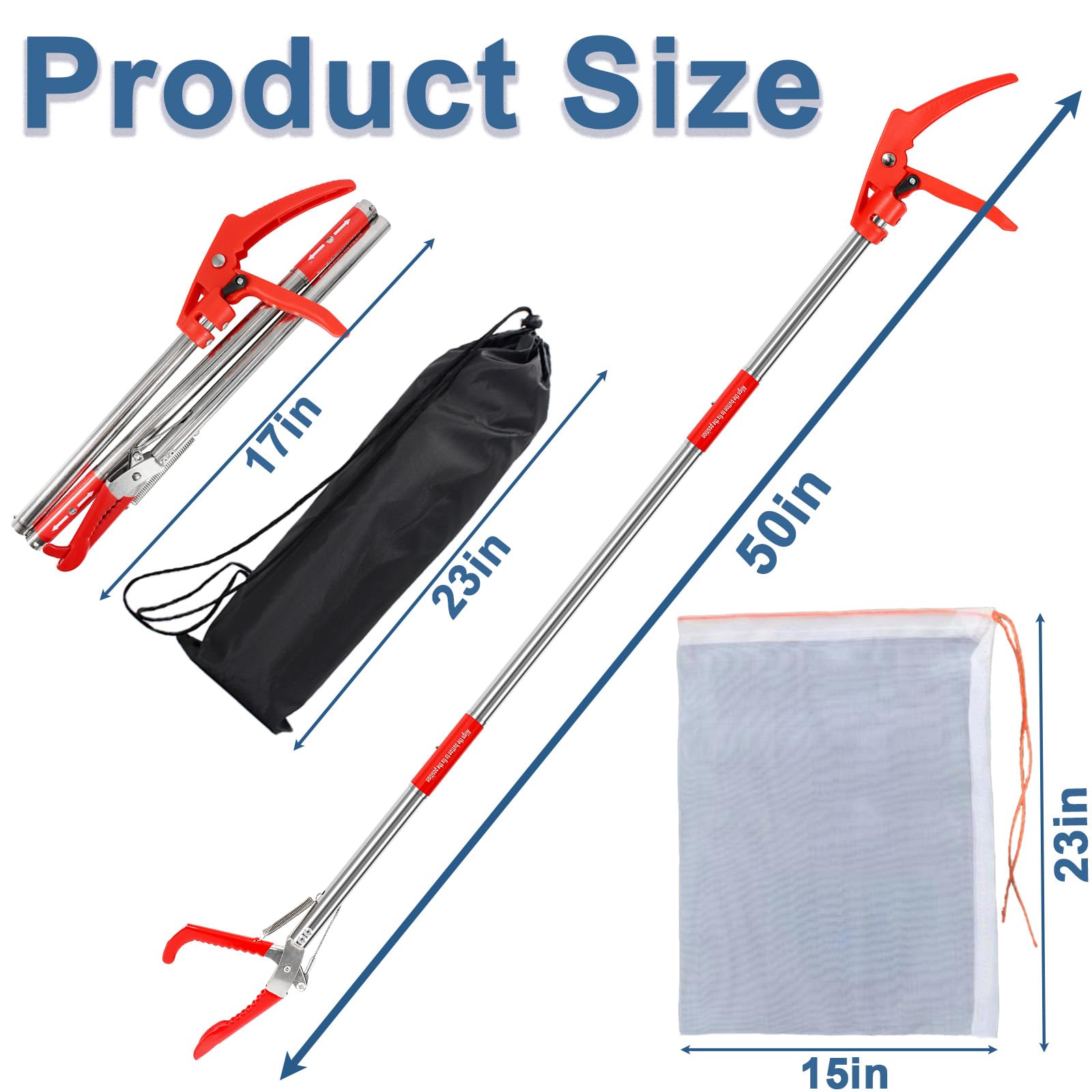 Incycall stainless steel tongs with wide serrated jaws for humane gripping