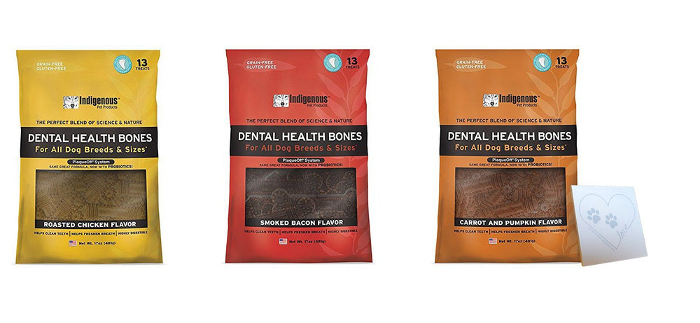Indigenous Dental Health Bones Bacon chew offering a tasty dental care treat for dogs.