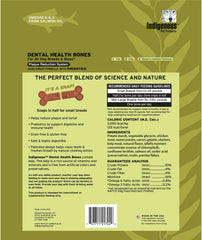 Indigenous Dental Health Bones original fresh breath packaging shows grain-free, highly digestible chews.