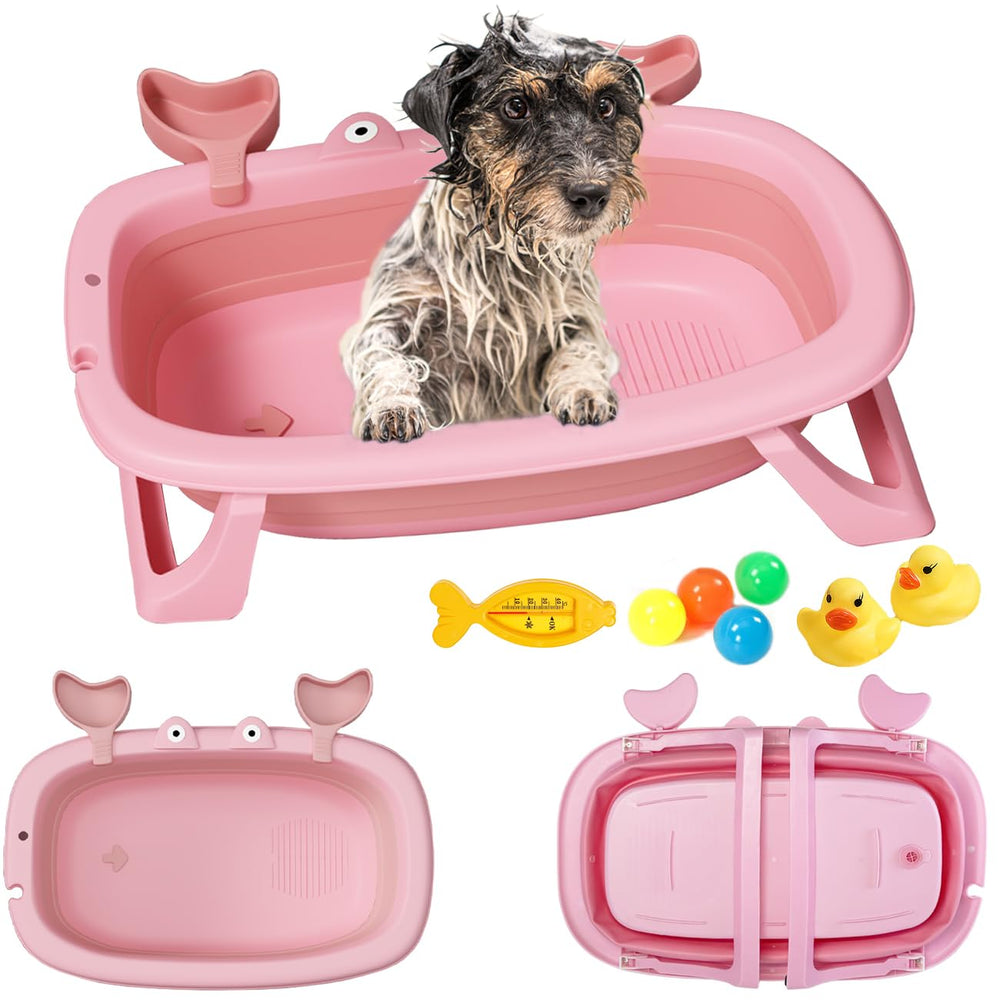 INdrean dog bath tub with included toys for a fun bath