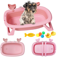 INdrean dog bath tub with included toys for a fun bath