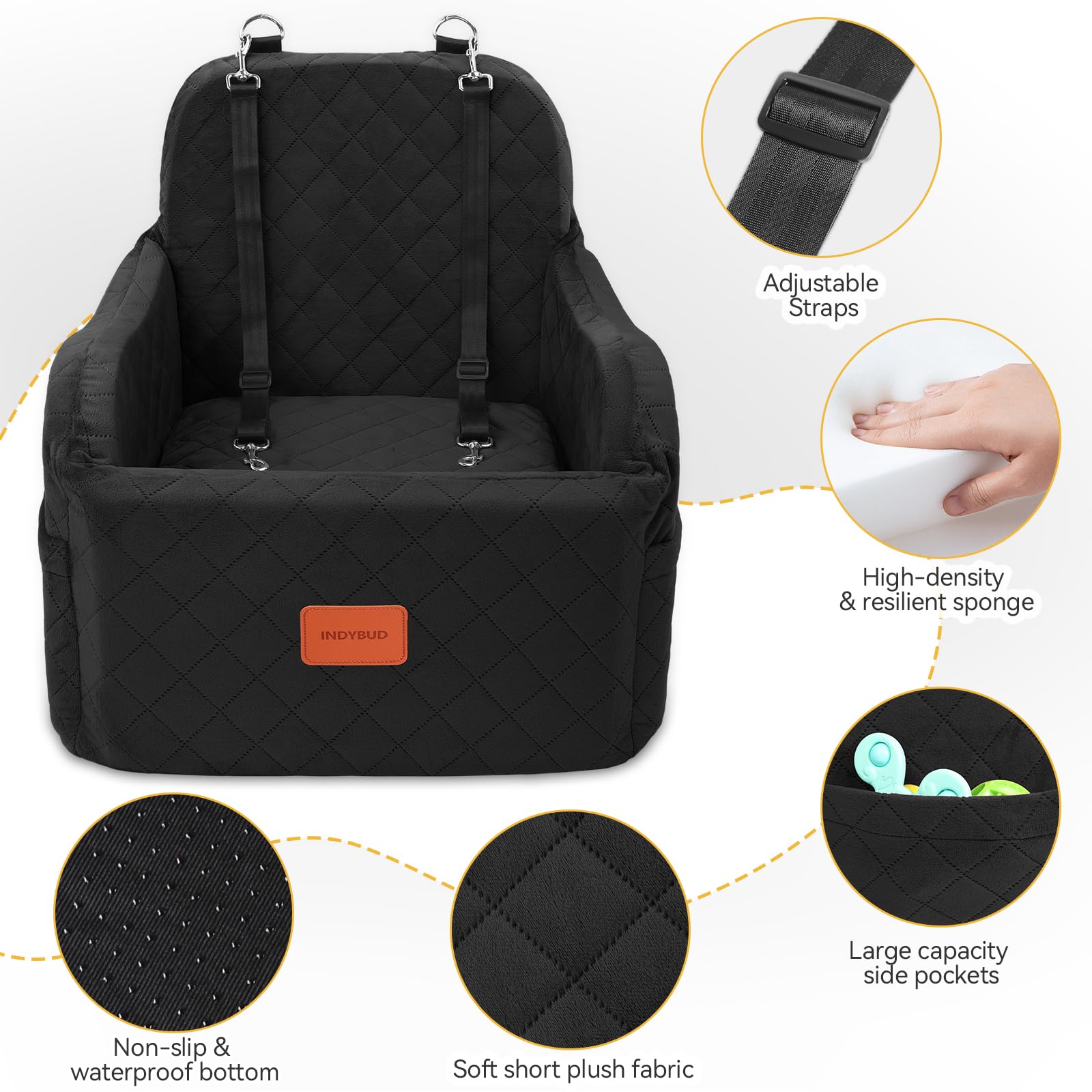INDYBUD car seat harness installation demonstrating secure attachment