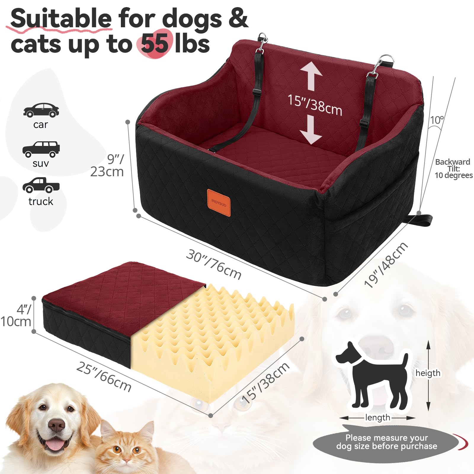 INDYBUD memory foam booster seat provides plush comfort on long drives.