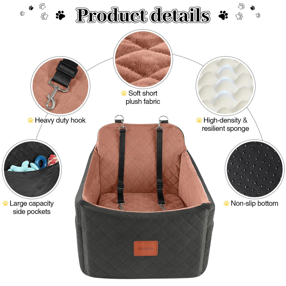 INDYBUD seat includes harness clips to keep pets secure.