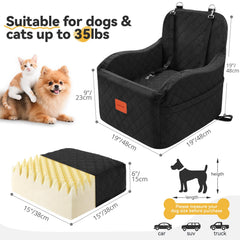 INDYBUD small dog car seat back view demonstrating stability features