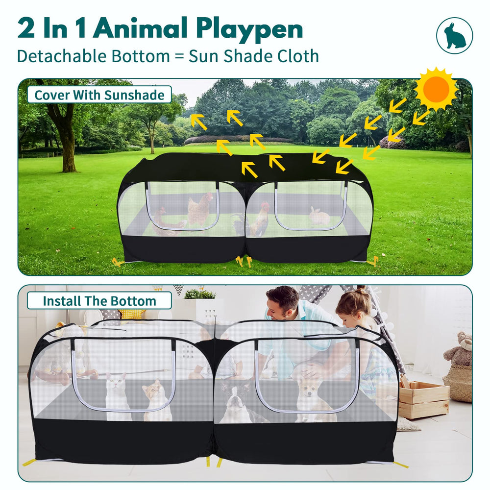 Ineariu pet cage tent side view highlights breathable mesh for ventilation and visibility
