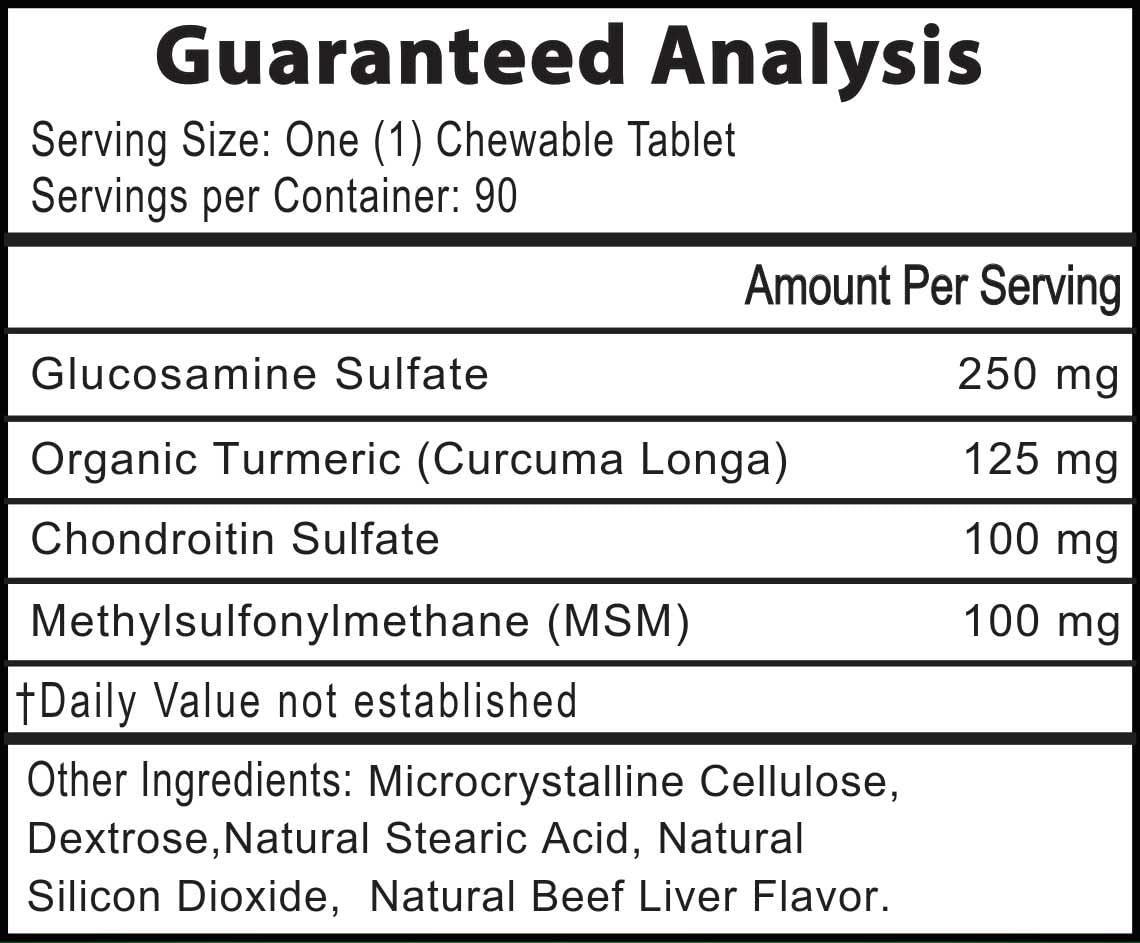 Vet-approved seal on Infinite Pet Supplements box for trusted joint support