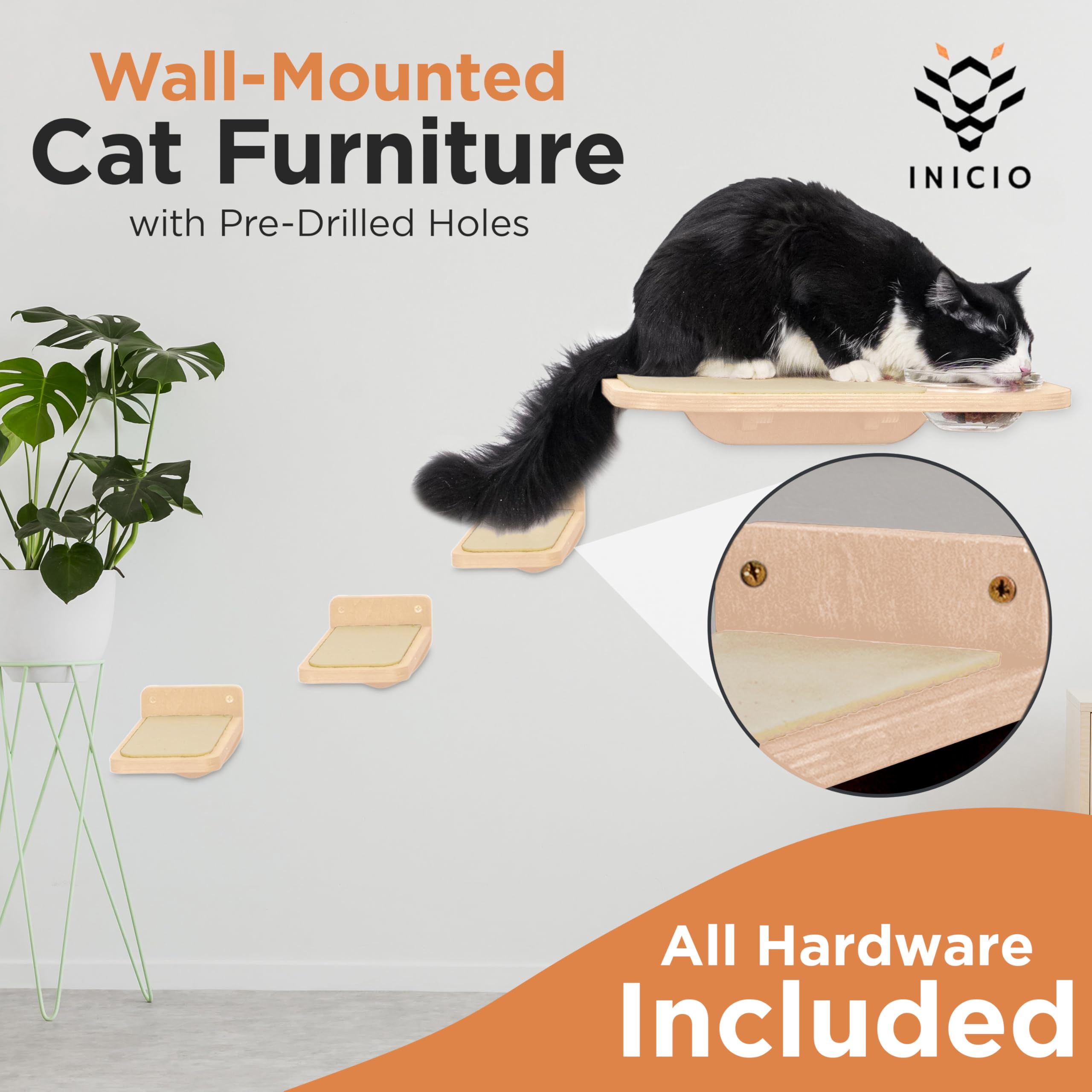 INICIO Cat Wall Shelves cat climbing steps for exercise and enrichment