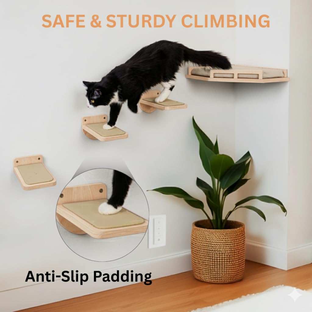 INICIO Cat Wall Shelves Holds cats up to 15lbs — sturdy for medium-sized cats
