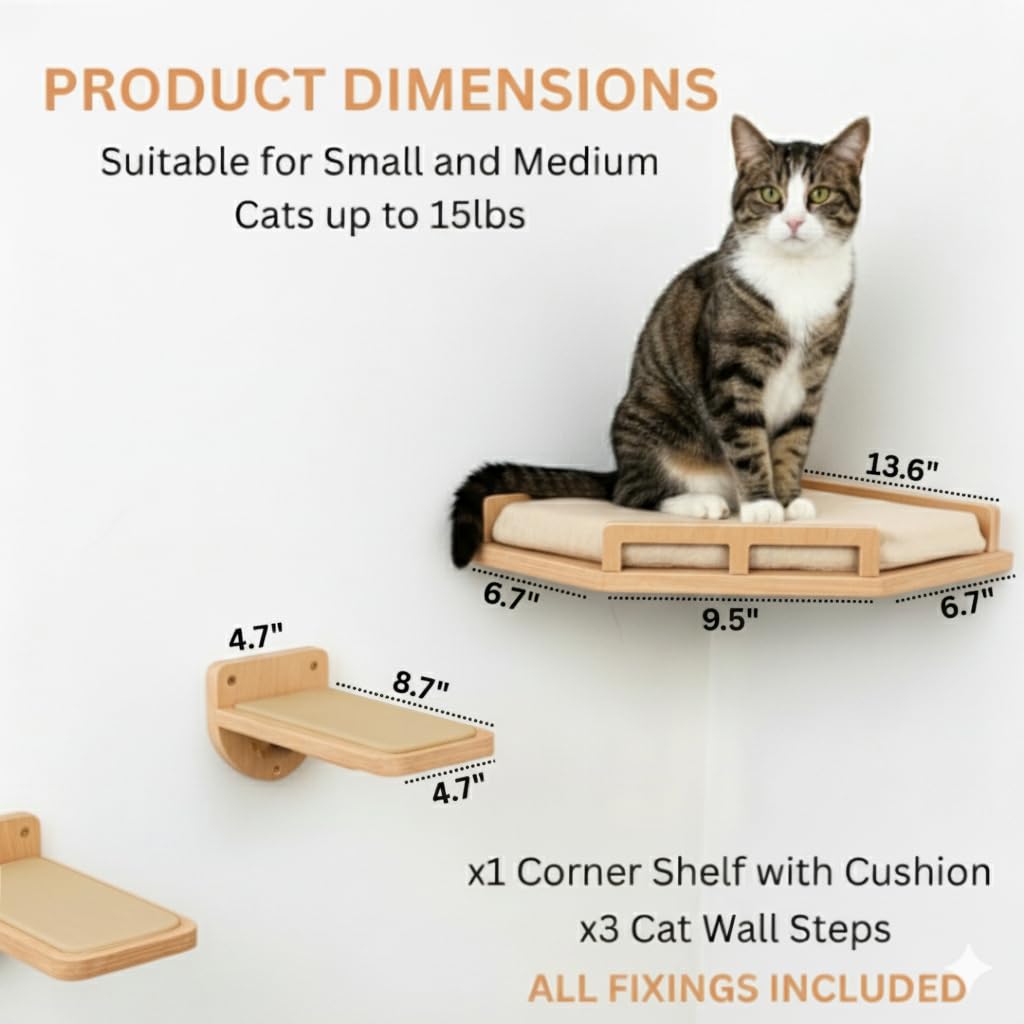 INICIO Cat Wall Shelves Cushioned Perch — cozy resting spot for indoor cats