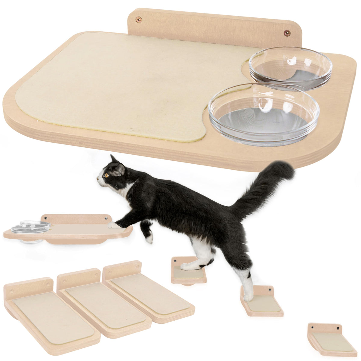 INICIO Cat Wall Shelves dog-proof station keeps cat meals away from dogs