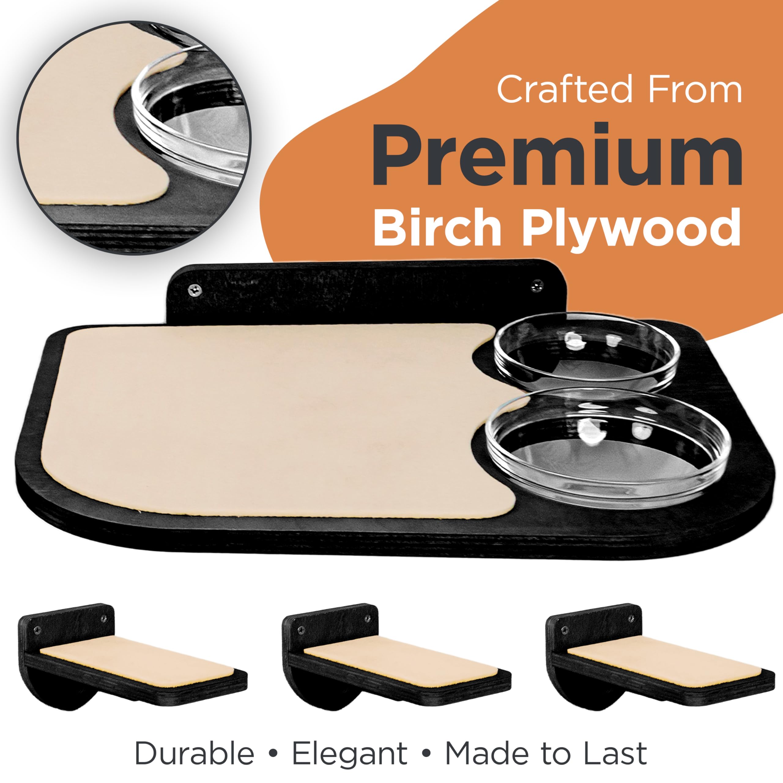 INICIO Cat Wall Shelves 3-step birch construction supports climbing and feeding.