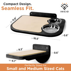 INICIO Cat Wall Shelves includes attached cat food bowl for convenient feeding.