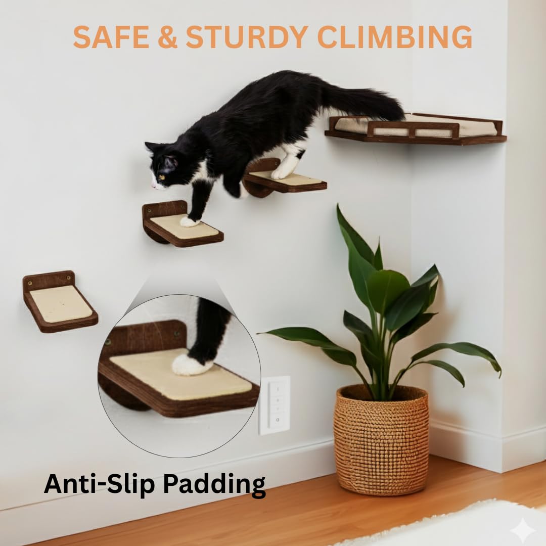 INICIO cat wall shelves sturdy mounting system emphasizes reliable support.
