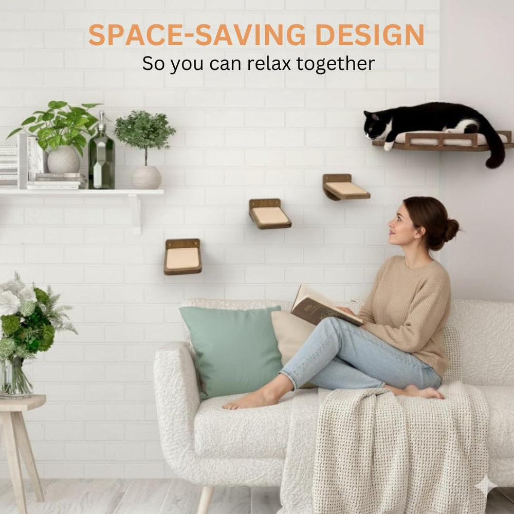 INICIO cat wall shelves wooden corner shelves shows space-saving design for corner use.