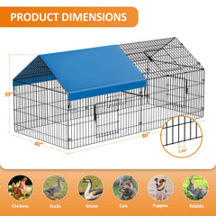 INJOPEXI metal chicken coop front-angled view shows sturdy frame.