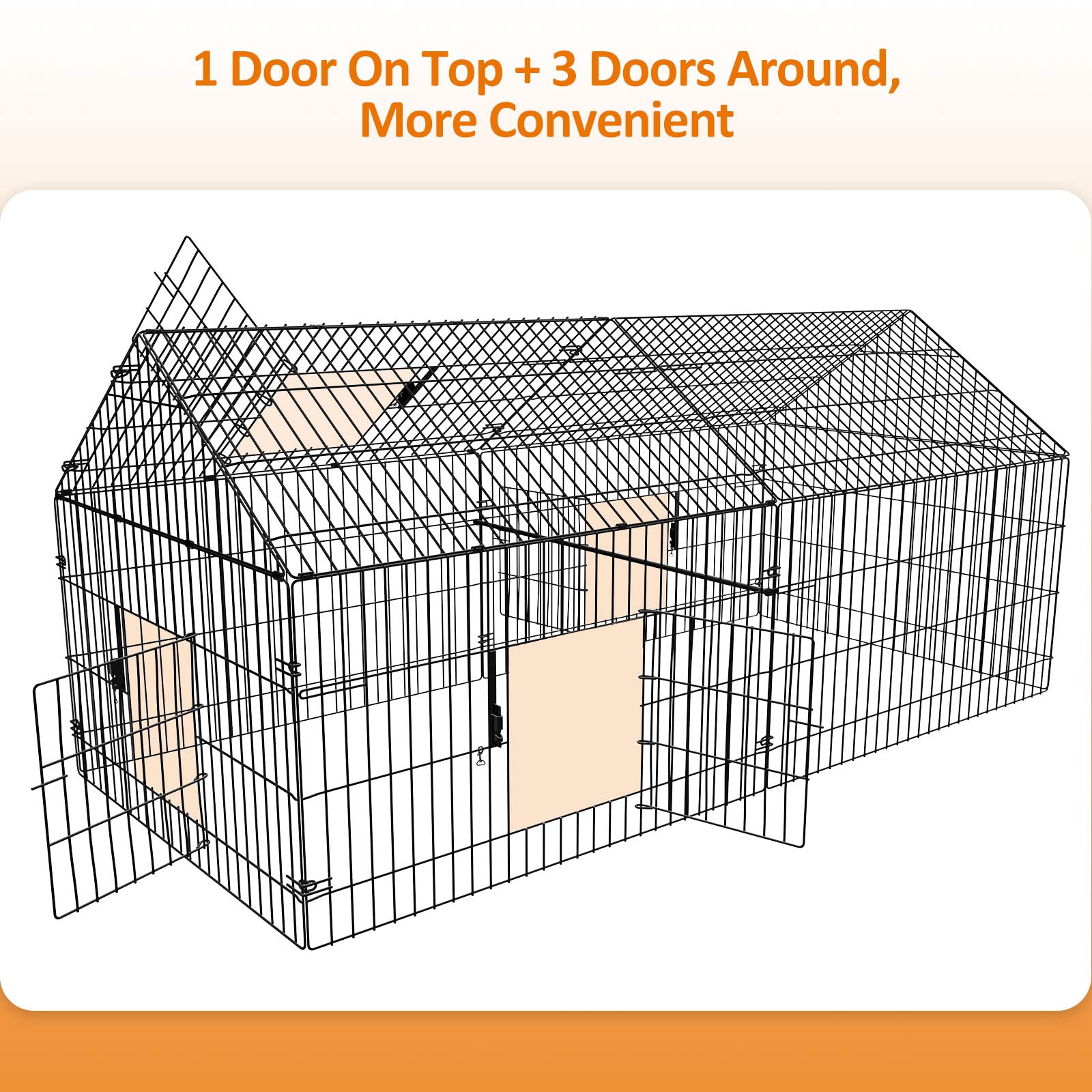 INJOPEXI metal chicken coop spacious-interior supports eight chickens comfortably.