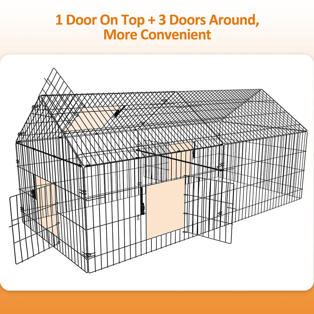 INJOPEXI metal chicken coop spacious-interior supports eight chickens comfortably.