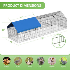 INJOPEXI metal chicken coop top view showing interior space for 8–12 hens.