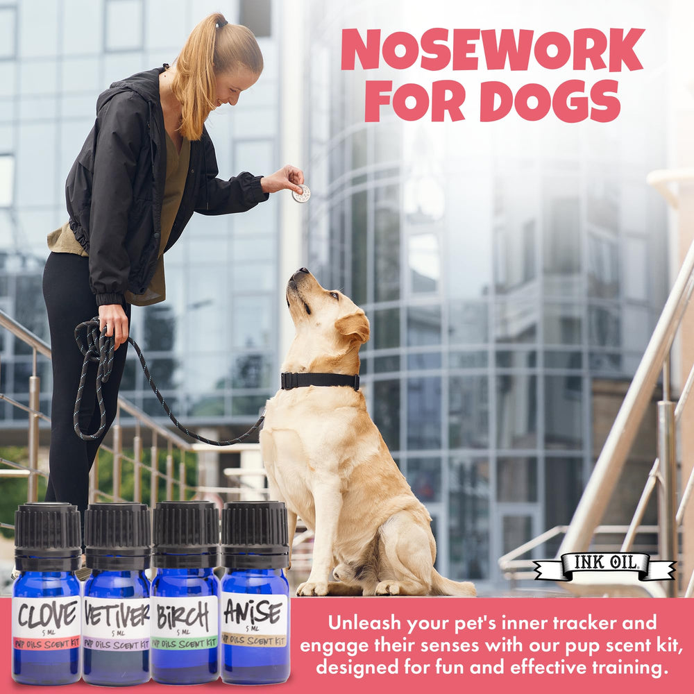 Ink Oil Pup Scent Work Kit compact design suits home training and travel to clinics.
