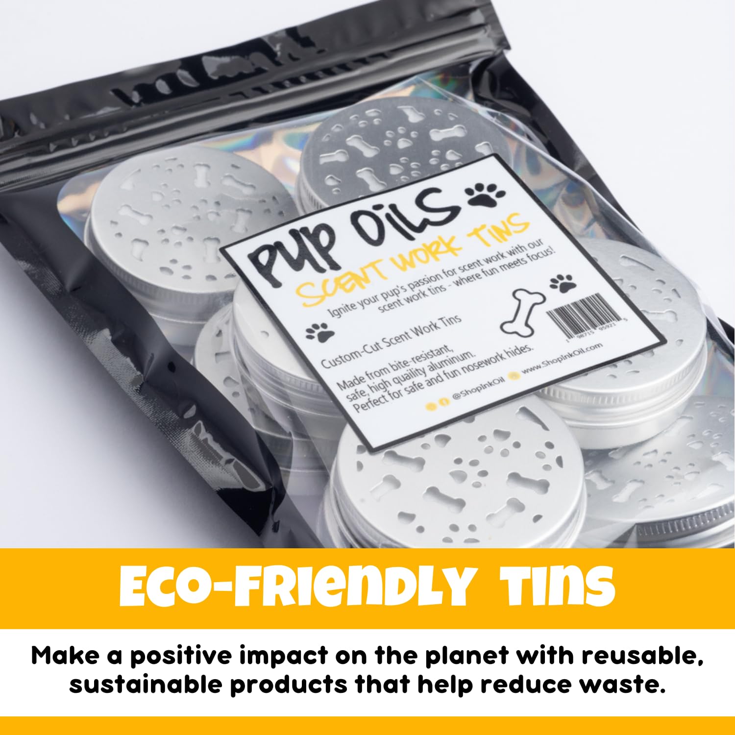 Ink Oil Bite-Resistant Scent Tins stand up to enthusiastic pups during training sessions.