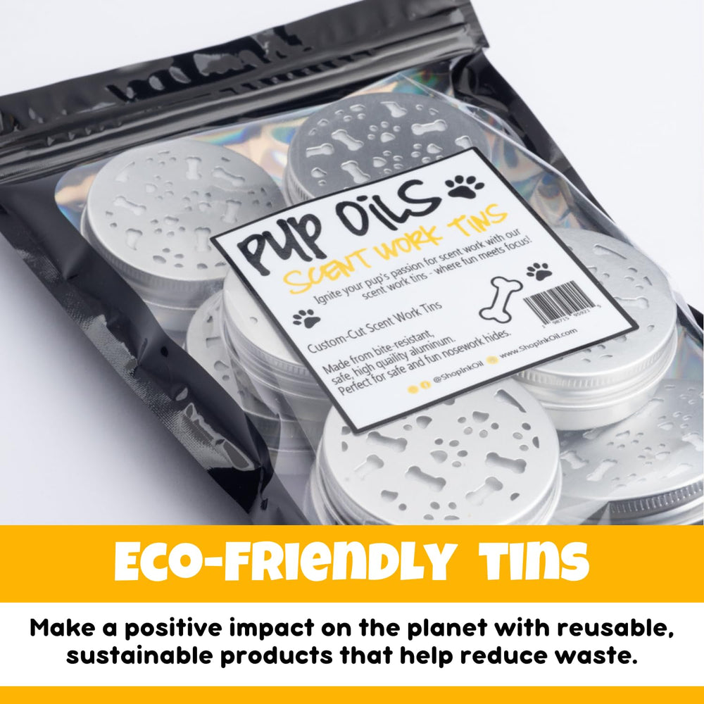 Ink Oil Bite-Resistant Scent Tins stand up to enthusiastic pups during training sessions.