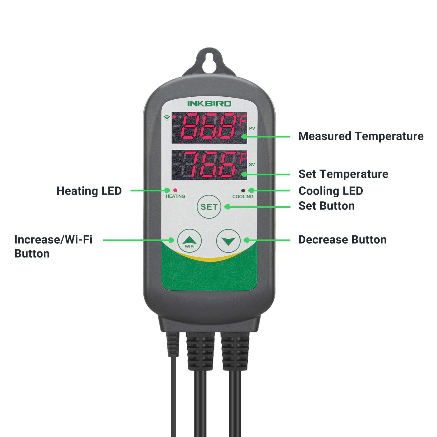 Inkbird WiFi ITC-308 heater and cooling control supports stable aquarium temperature.