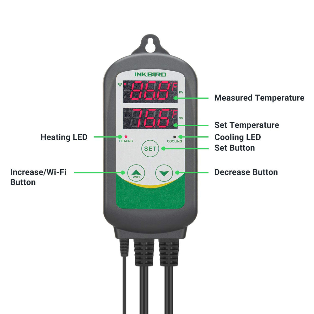 Inkbird WiFi ITC-308 heater and cooling control supports stable aquarium temperature.