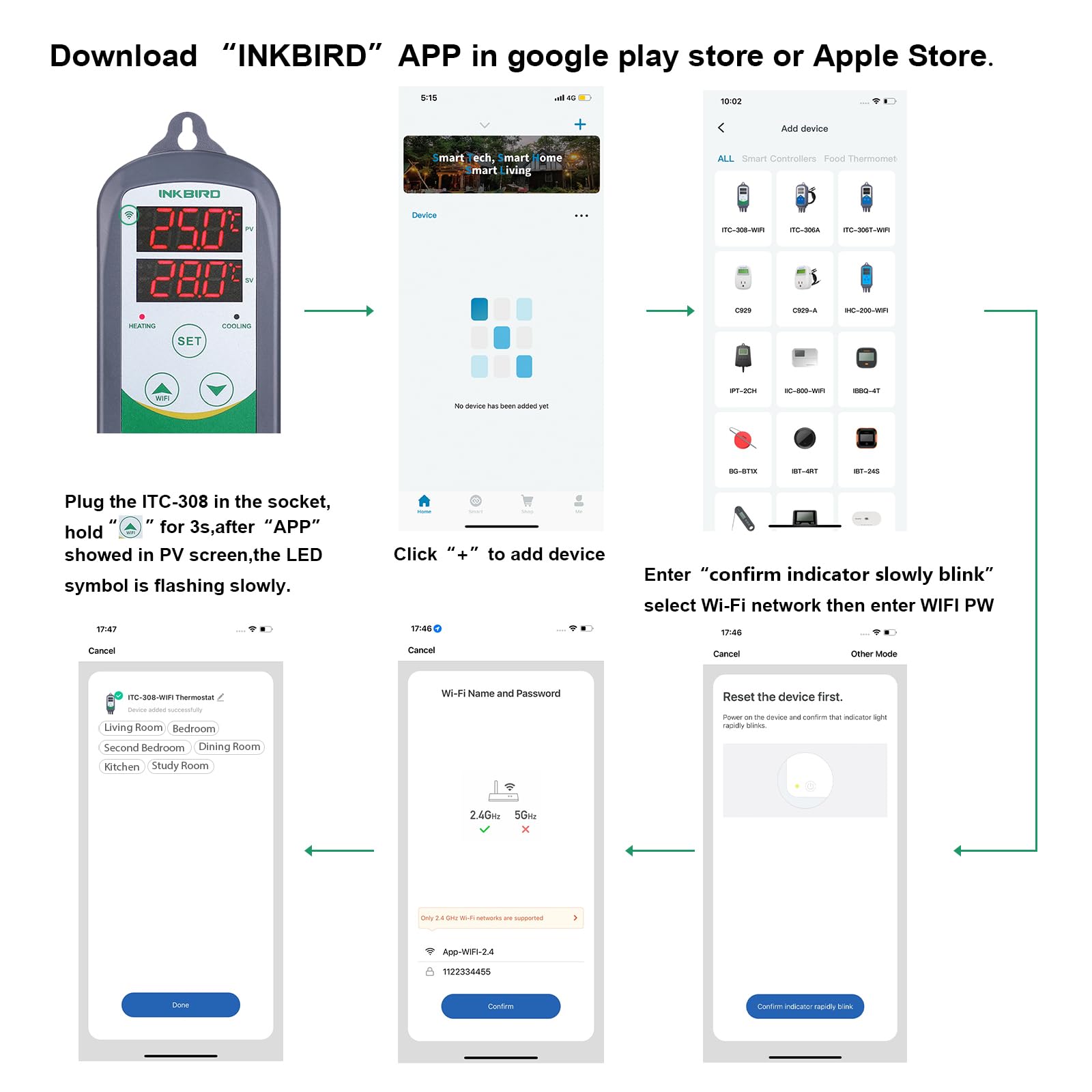 Inkbird WiFi ITC-308 installation guides quick connection for heaters or chillers.