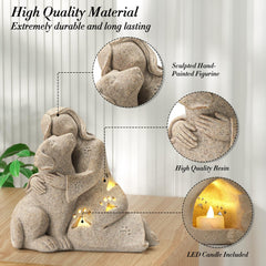 INLOMEM resin dog memorial gift featuring LED candle holder for tranquil home decor.