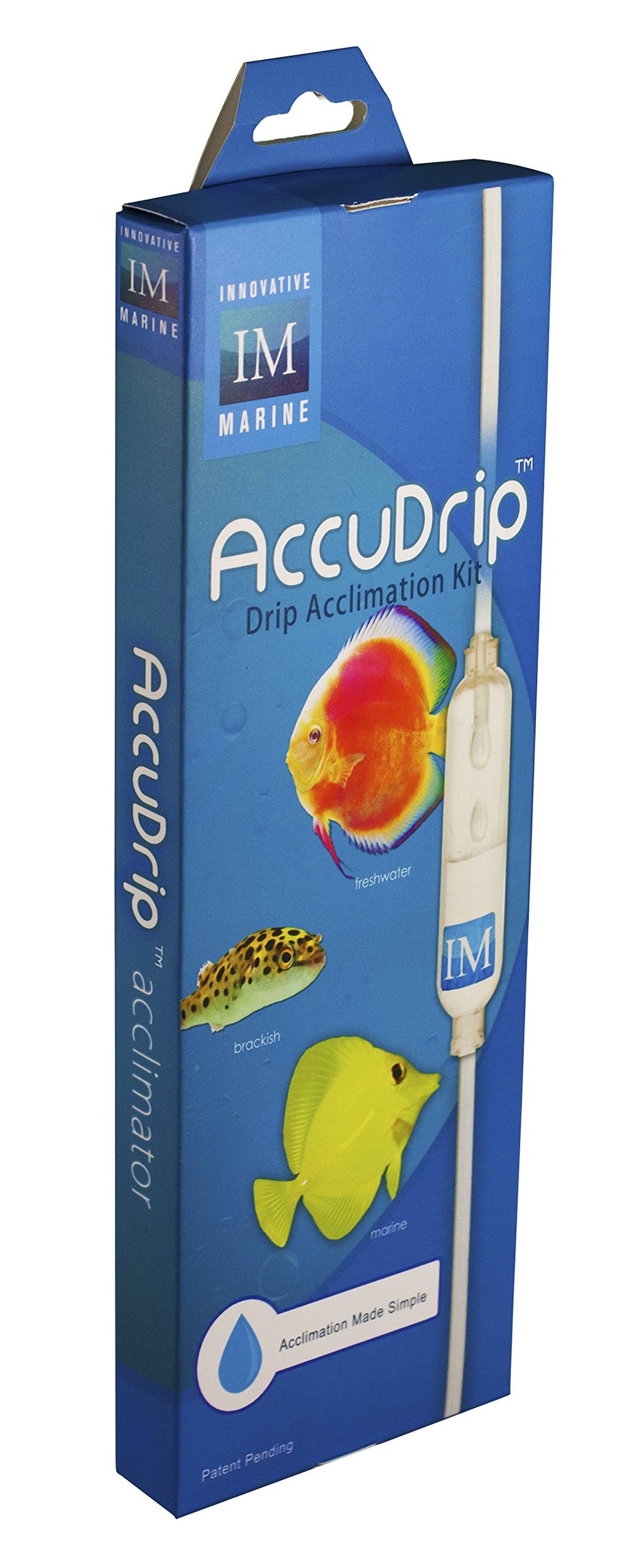 Innovative Marine Accudrip Acclimator packaging shows included accessories.