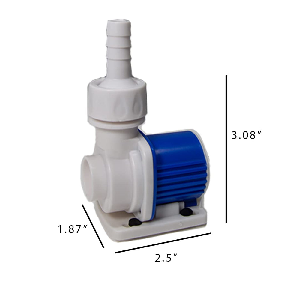 Innovative Marine Mighty Jet Mini compact dimensions illustrate fit for 10-25 gallon AIO tanks