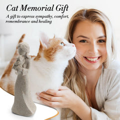 INLOMEM cat angel figurine with hand-painted details for a meaningful remembrance keepsake.