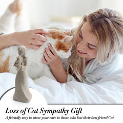 INLOMEM remembrance gift front view shows graceful angel holding cat in arms.