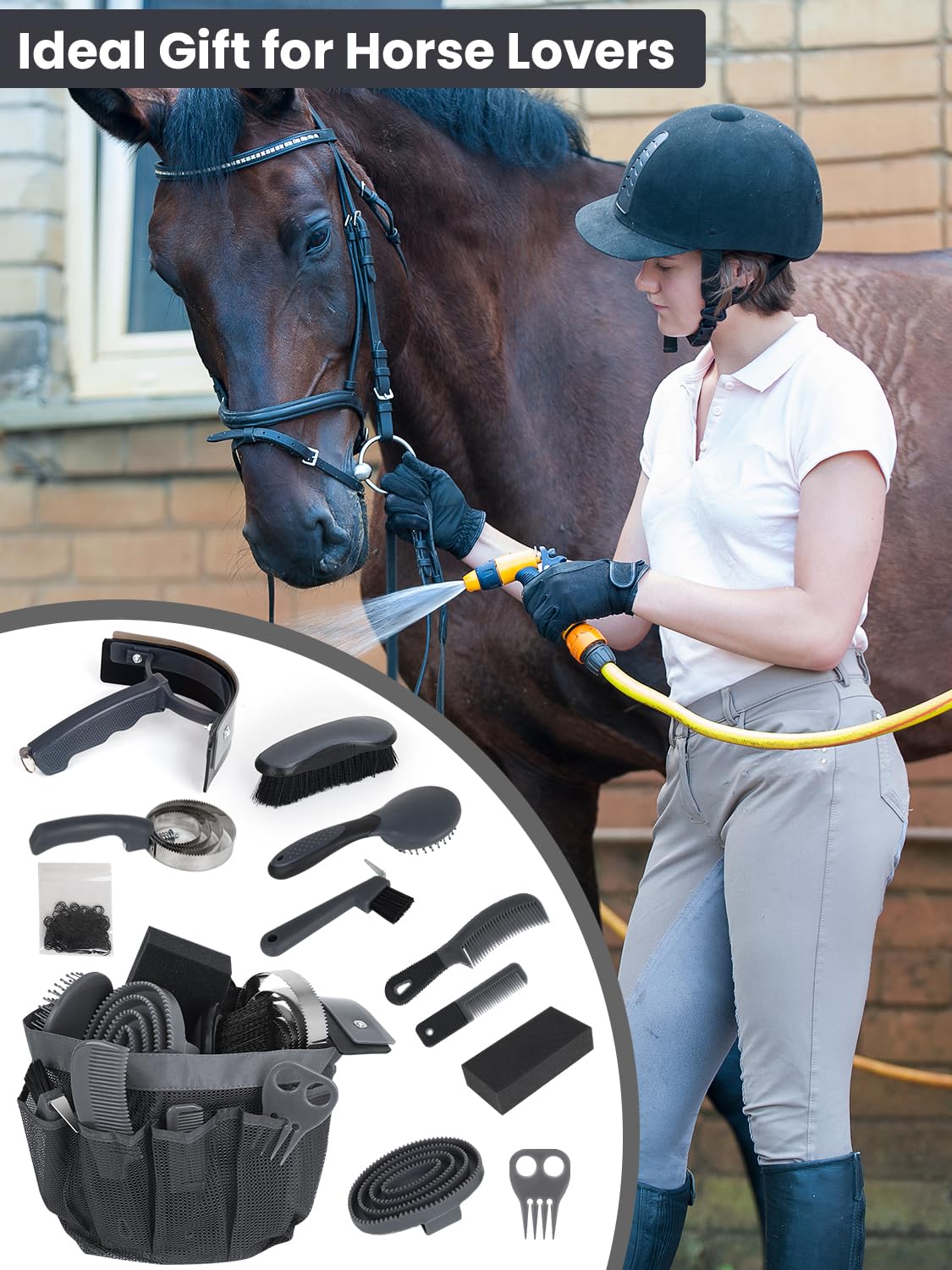INOREAL horse grooming kit packaging: ready gift for horse lovers, perfect for birthdays or holidays