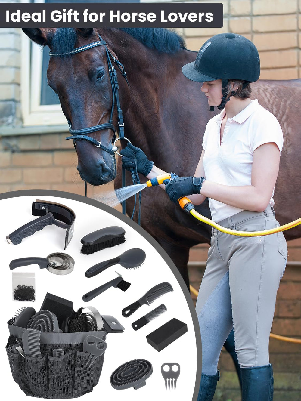 INOREAL horse grooming kit packaging: ready gift for horse lovers, perfect for birthdays or holidays