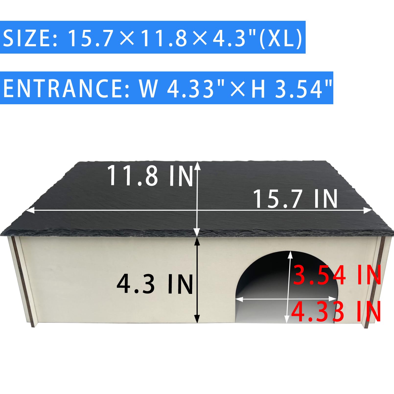 INOSCIND XL slate reptile hide entrance closeup shows wide doorway for easy access