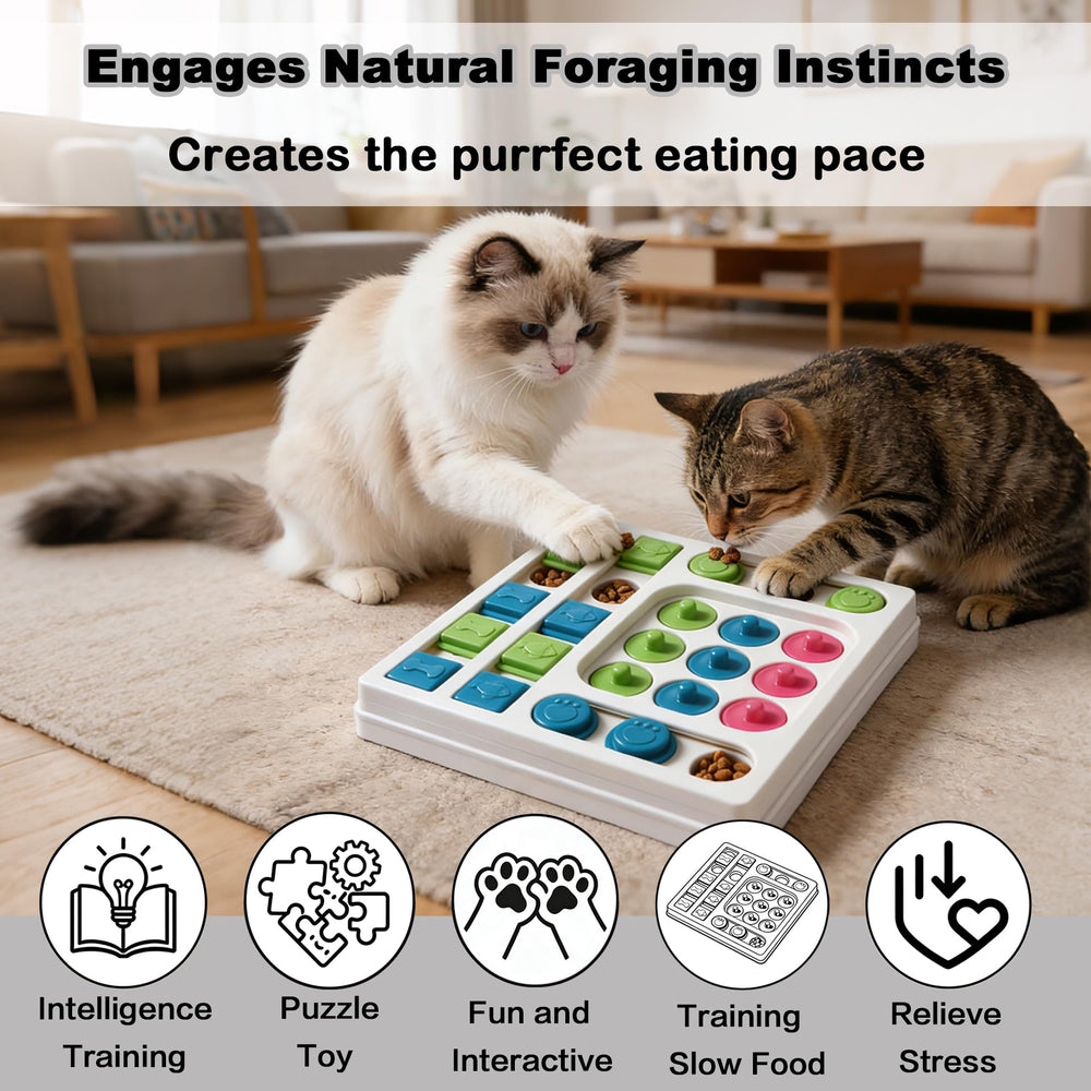 InsRakio cat puzzle feeder assembled dimensions indicate size suitability for cats