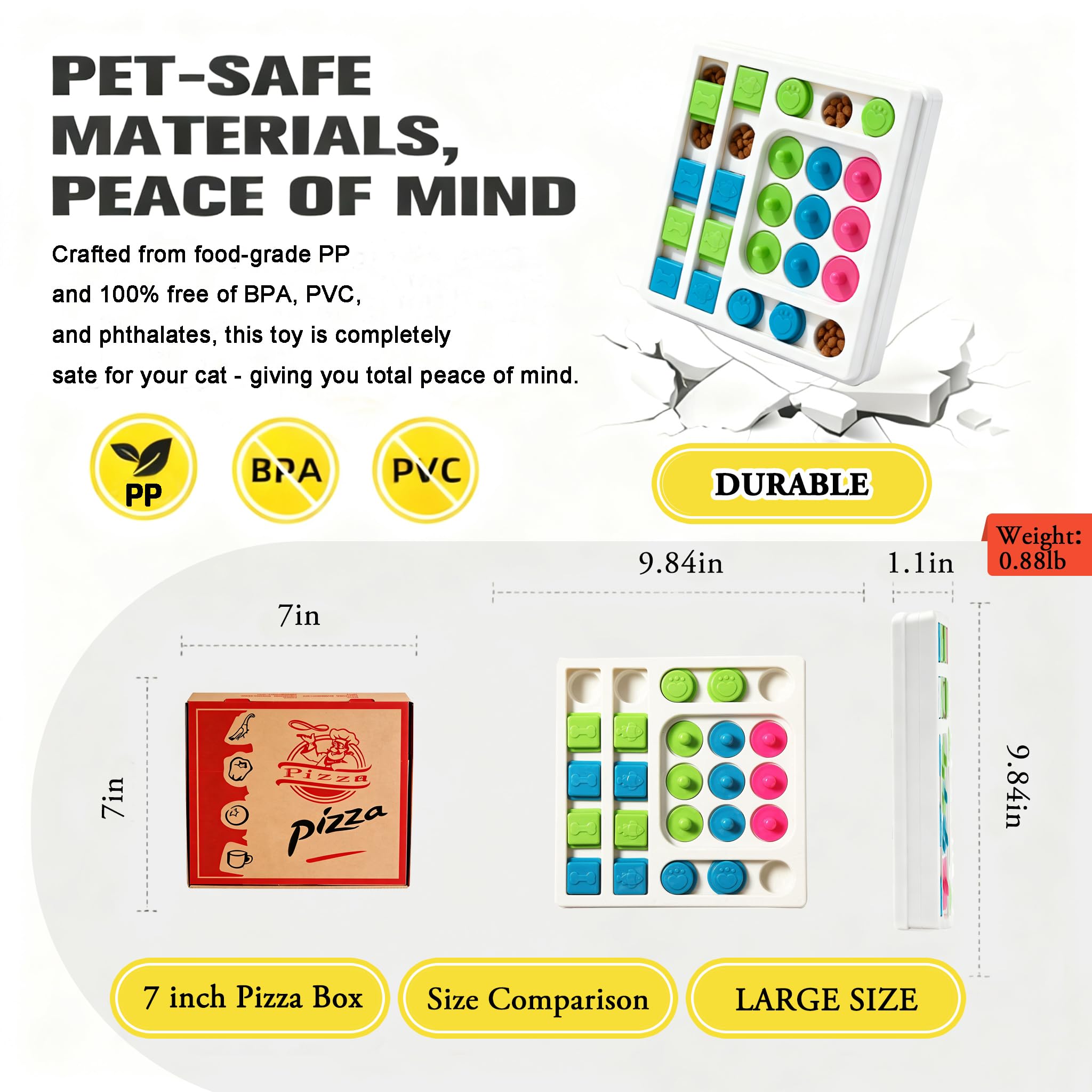 InsRakio cat puzzle feeder sliding parts demonstrating puzzle mechanism for problem solving