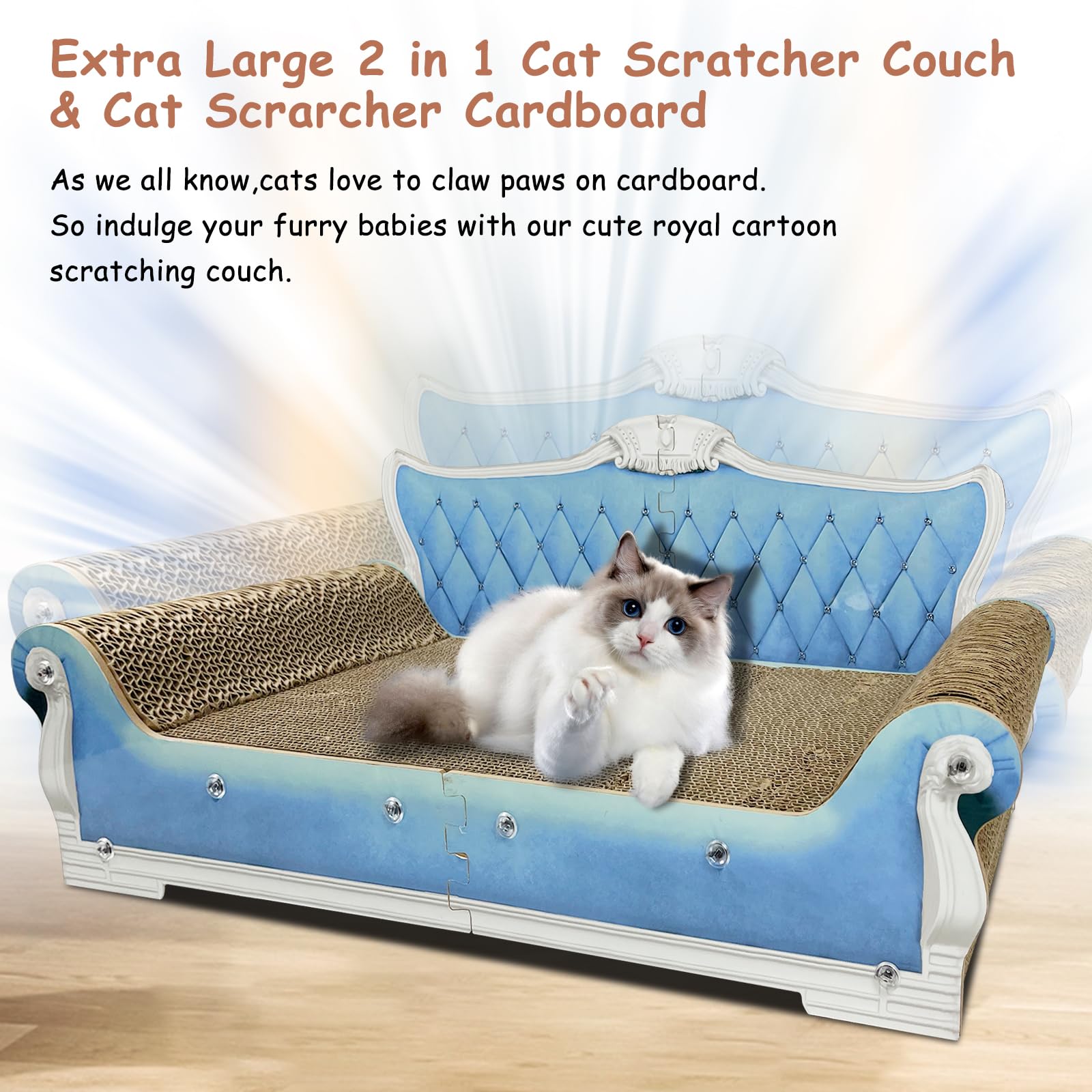 INRLKIT blue cat scratcher lounge complements modern homes