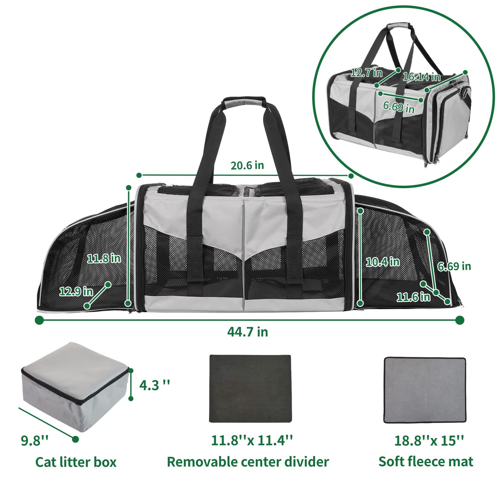 INRLKIT expandable litter box design keeps pets clean and travel-ready.