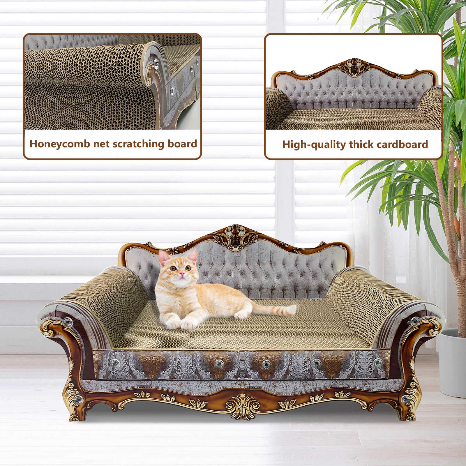 INRLKIT cat scratcher sofa assembled view demonstrates quick setup for instant cat furniture